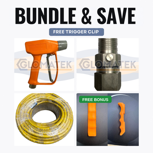 Spray Gun & Hose Bundle + FREE Trigger Clip - WB-750-1/2-L, Live Swivel & Yellow Rampage Hose