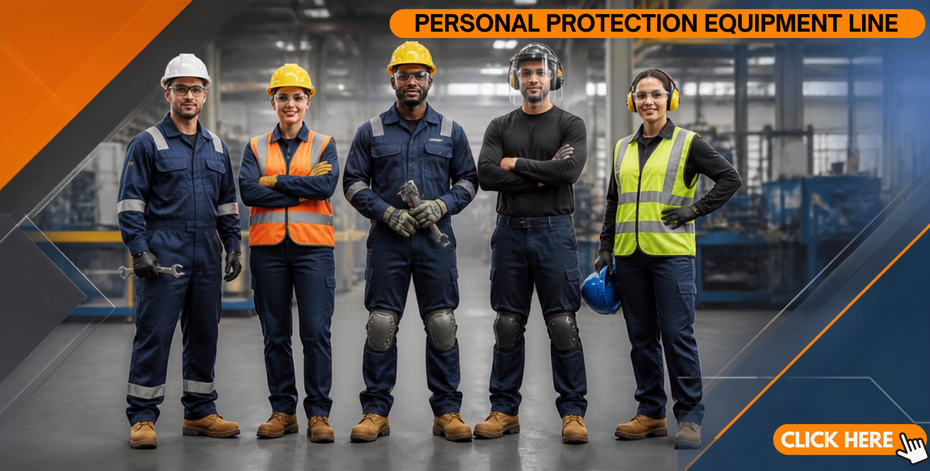 Team wearing personal protection equipment in an industrial workplace