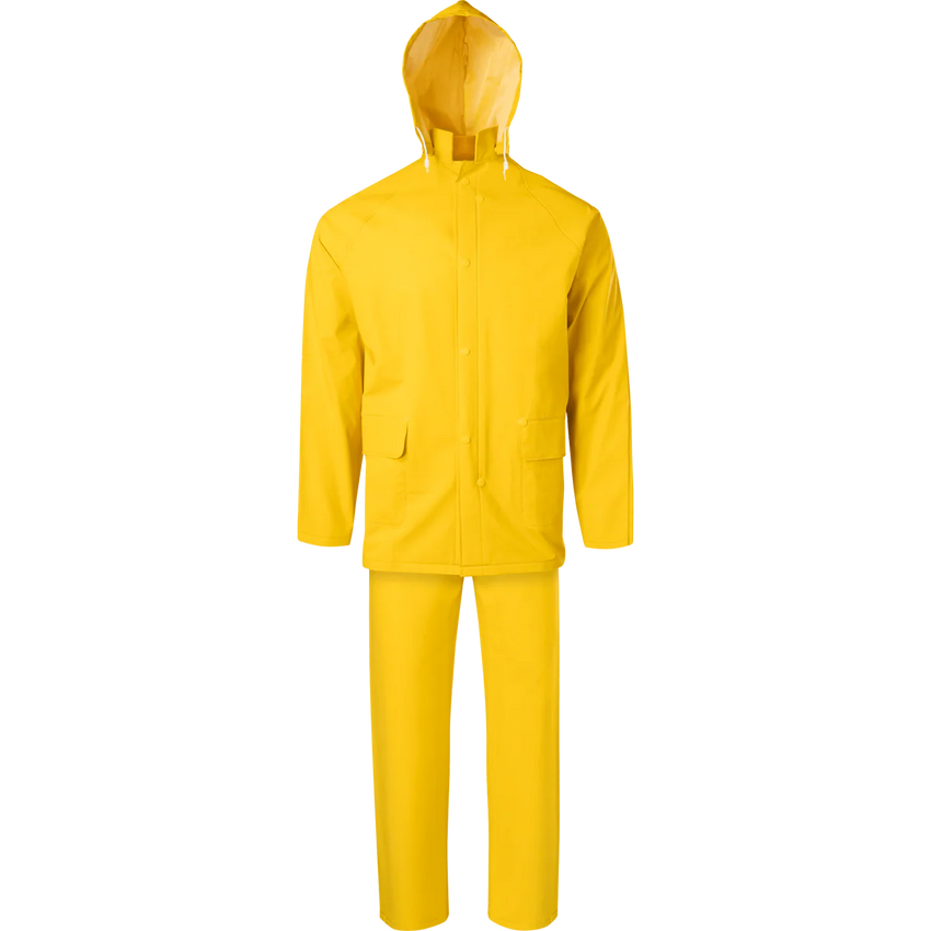 Ironwear 9202-Y-NF - 3 Piece Rain Suit w/ Jacket, Detachable Hood & Bib Overalls