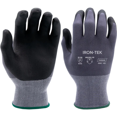 Ironwear 4860 - Iron Tek A1 Cut Resistant Gloves w/ Smooth Nitrile & PU Palm