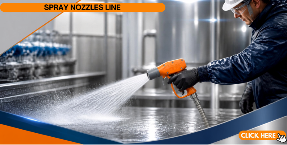 Operator cleaning industrial equipment with a WaterBoss spray gun