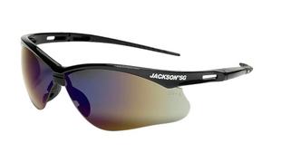 Anti-Scratch Safety Glasses - Blue Mirror Lens - Jackson Safety - Box of 12